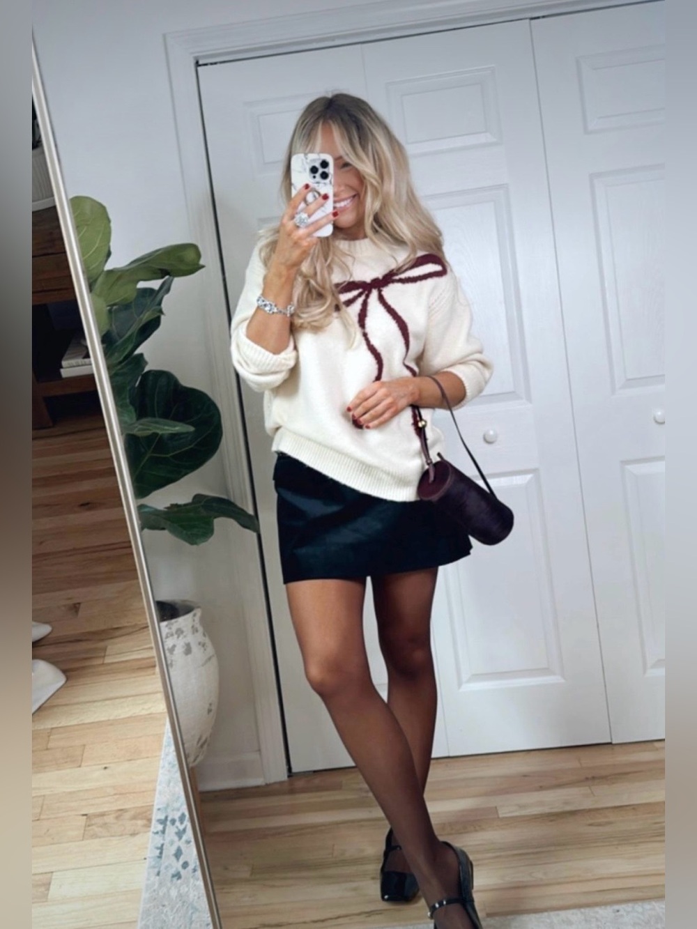 J. Crew Cream Relaxed Crewneck Sweater in Bow Print